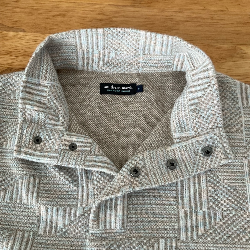 Southern Marsh Gray Patterned Zip-Up Sweater - image 3